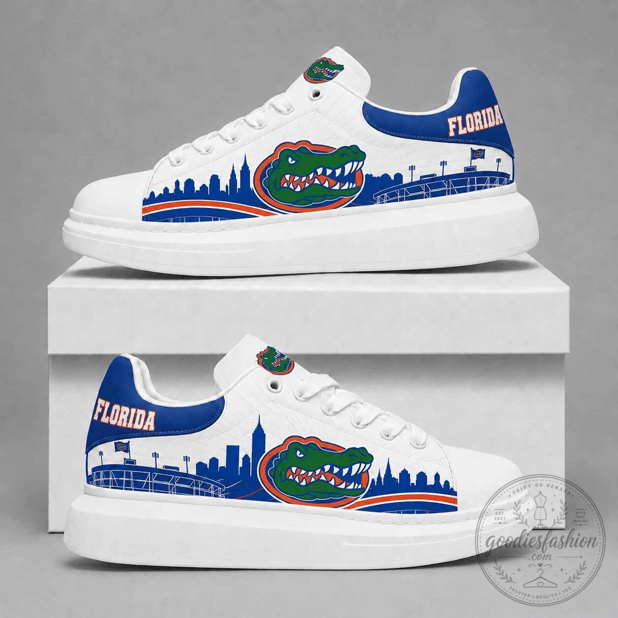 Florida Gators University Of Florida NCAA Team Logo White Sneakers Shoes