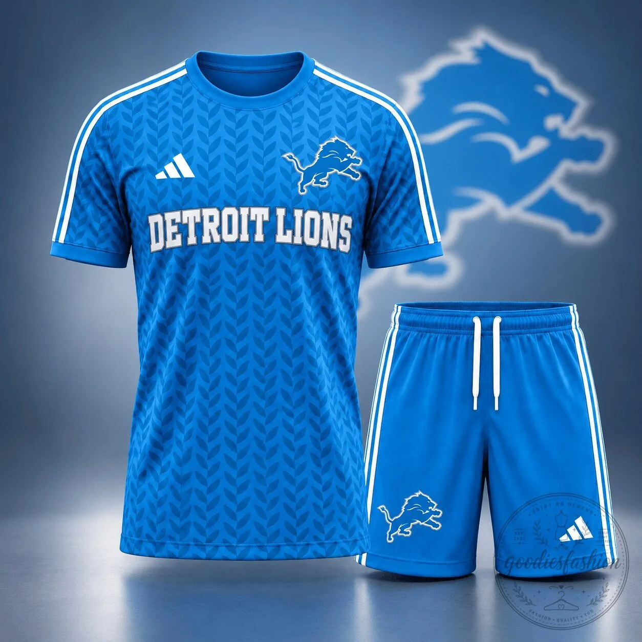 Detroit Lions National Football League Team Logo Blue Football Jersey