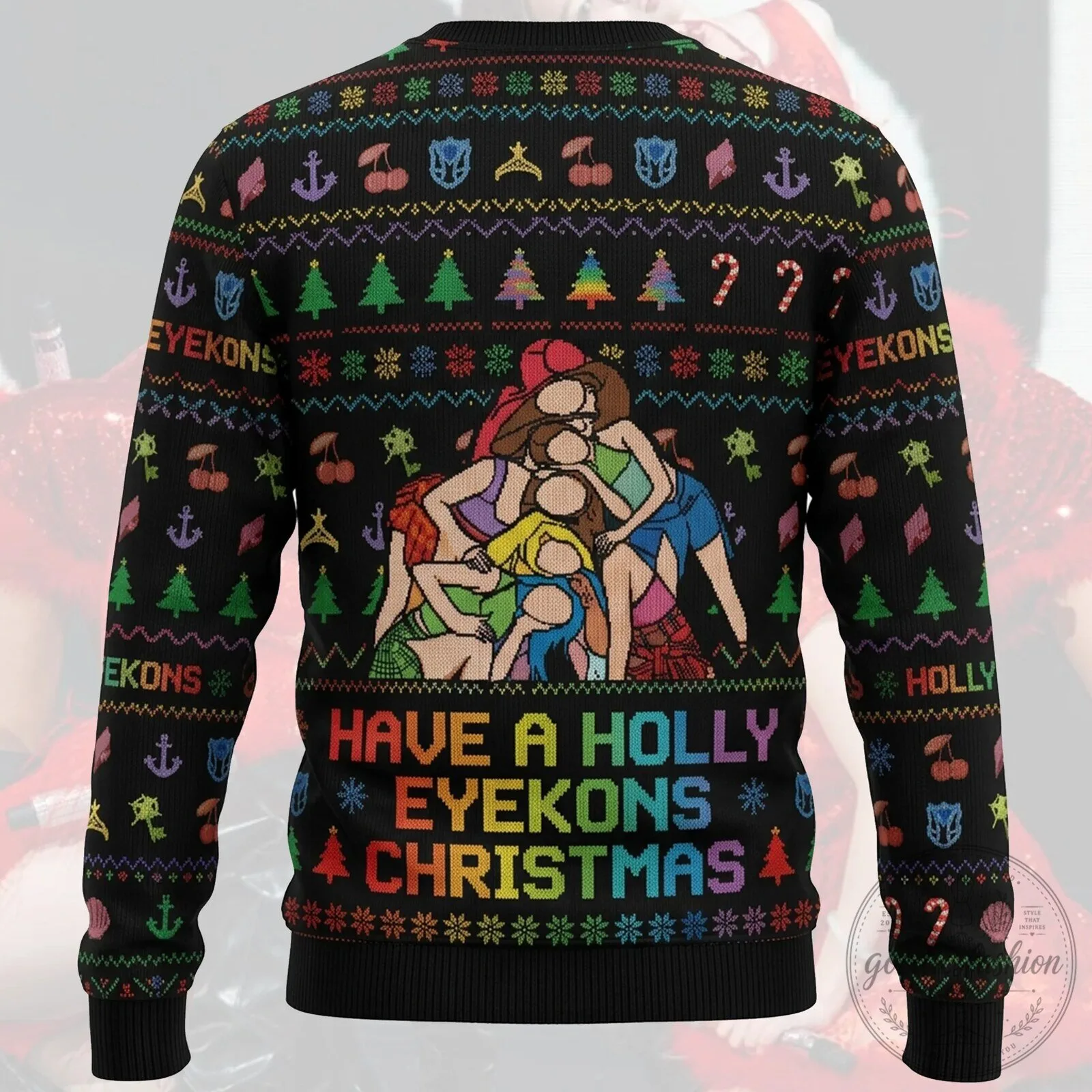 KATSEYE Have A Holly Eyekons Ugly Christmas Sweater 9 KATSEYE Have A Holly Eyekons Ugly Christmas Sweater