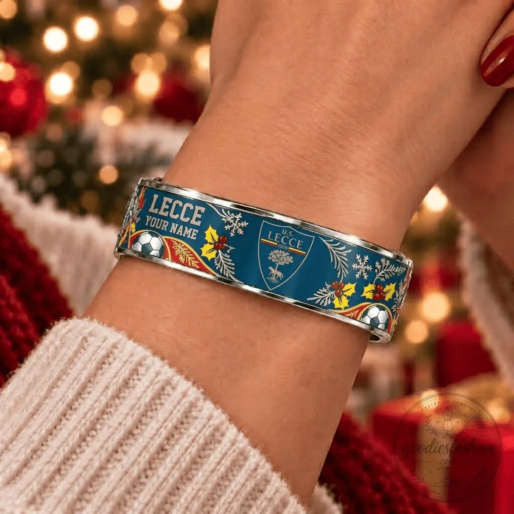 Lecce Serie A Christmas Football Team Custom Name Bracelet for Women