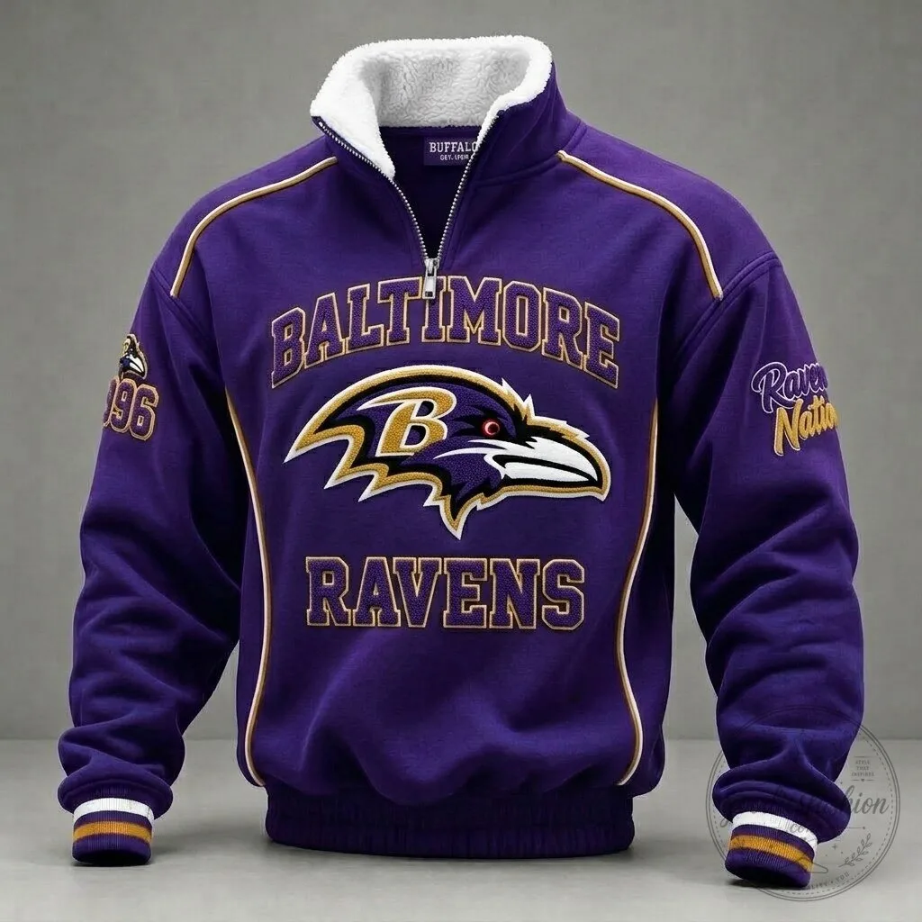 Baltimore Ravens Quarter-Zip Pullover Fleece Jacket for Men