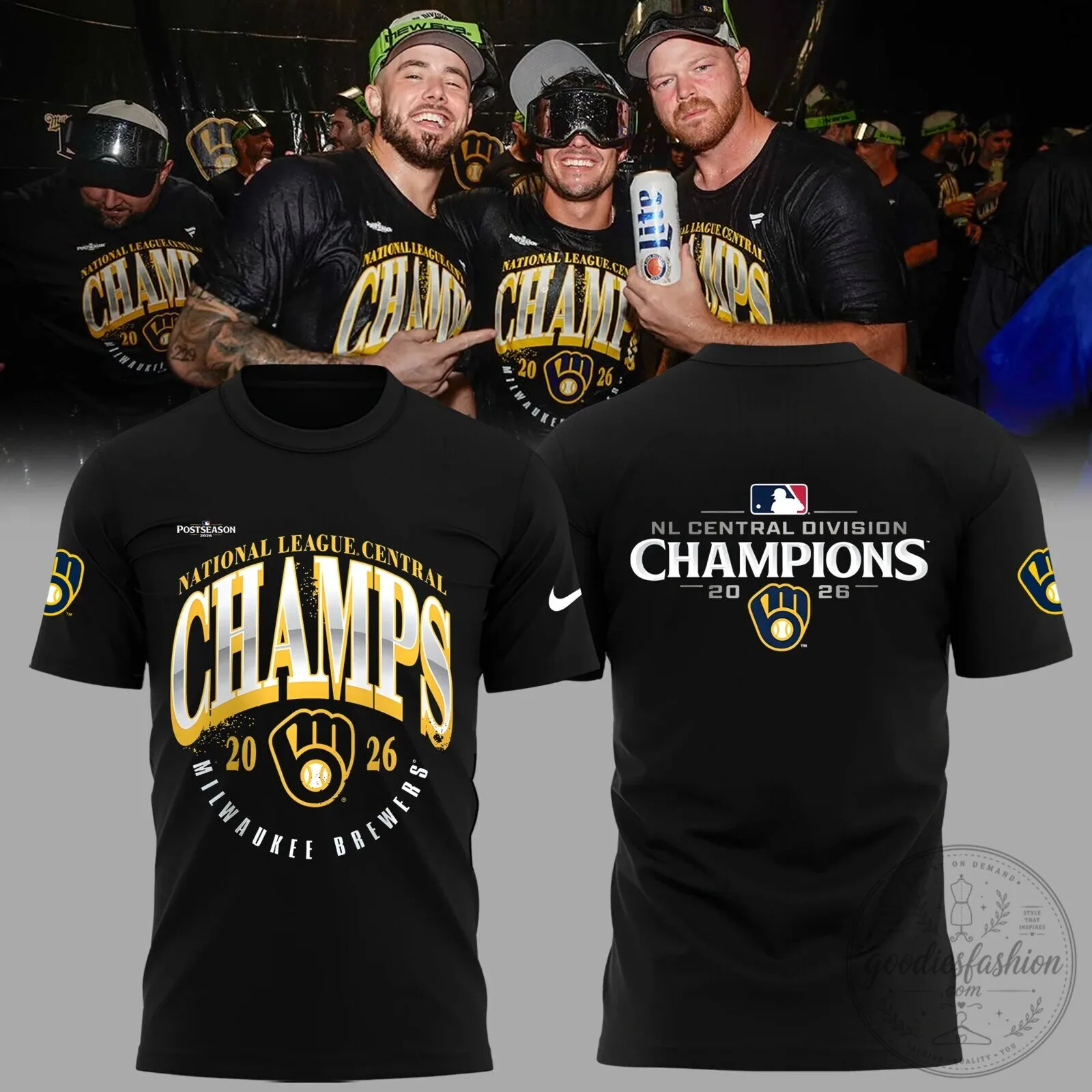 2026 NL Central Division Champions T-Shirt - Milwaukee Brewers Merchandise