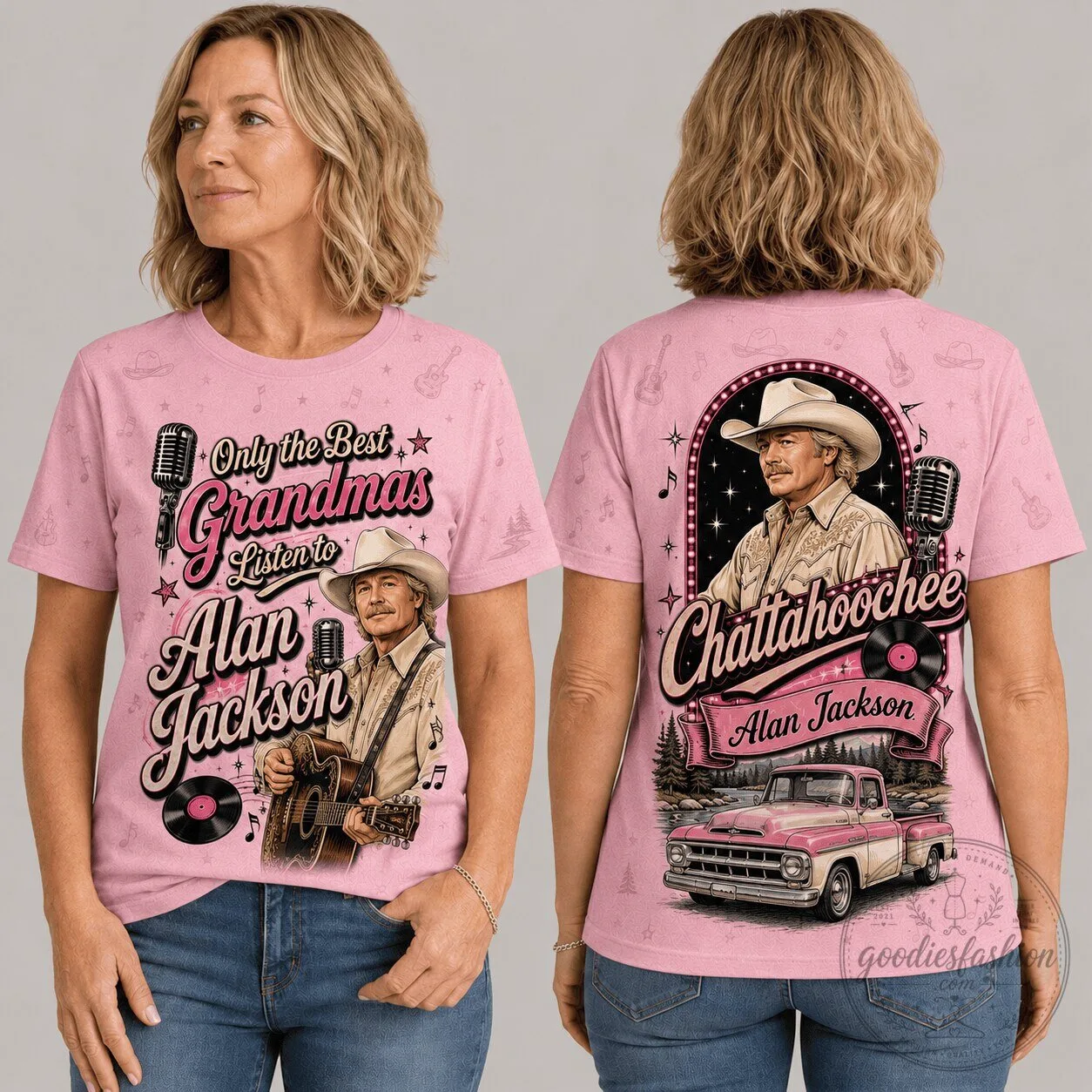 Alan Jackson Country Music Shirt for Grandmas, Chattahoochee Pink T-Shirt