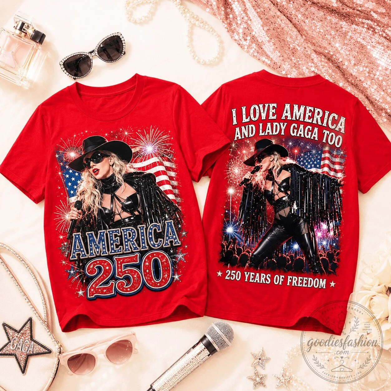Lady Gaga I Love America 250 Years of Freedom Cowboy Shirt for Patriotic Pop Fans