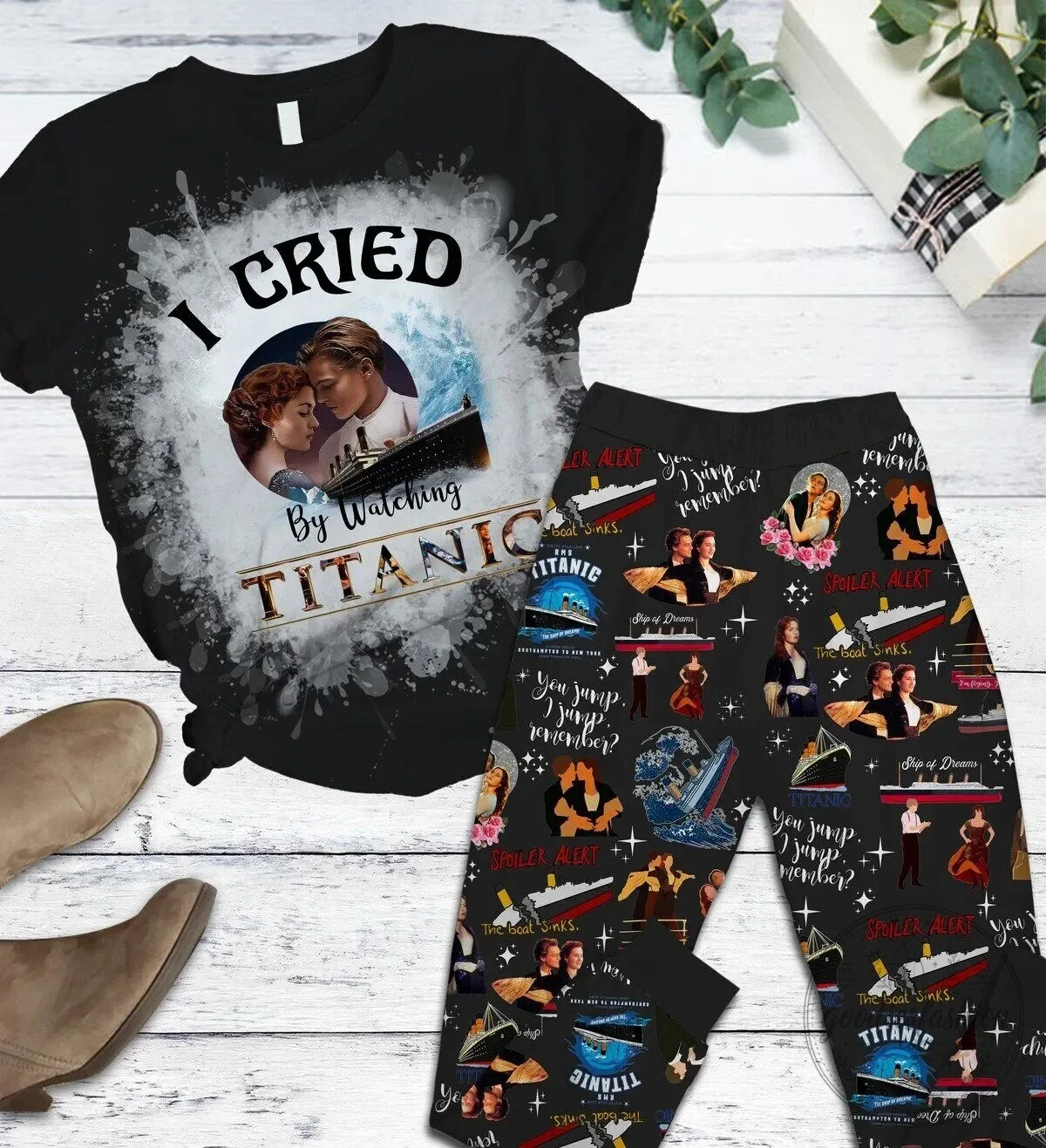 Titanic Movie I Cried By Watching Titanic Black Pajamas Set 2 Titanic Movie I Cried By Watching Titanic Black Pajamas Set