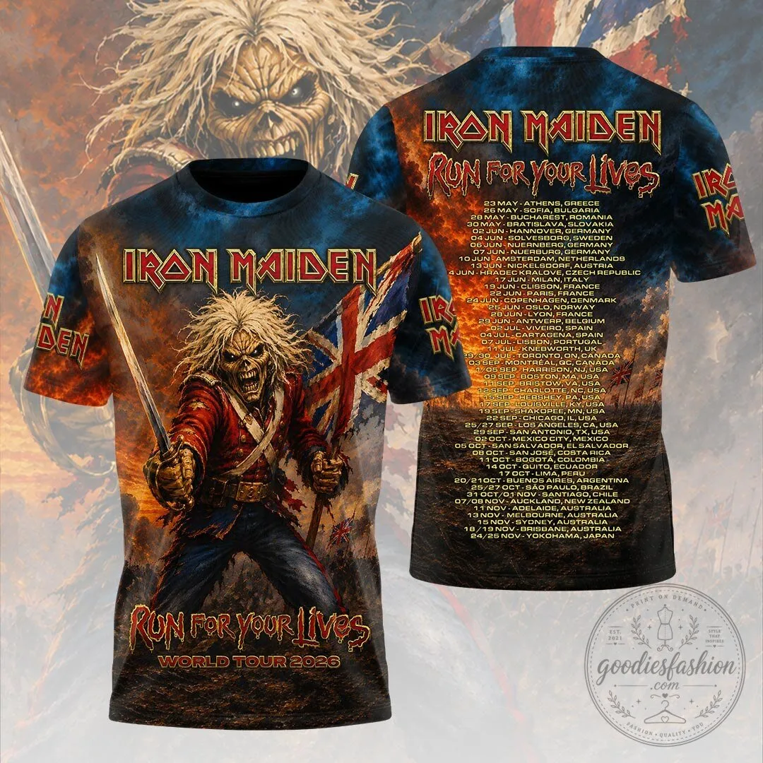 2026 Concert T-Shirt for Iron Maiden Run For Your Lives World Tour