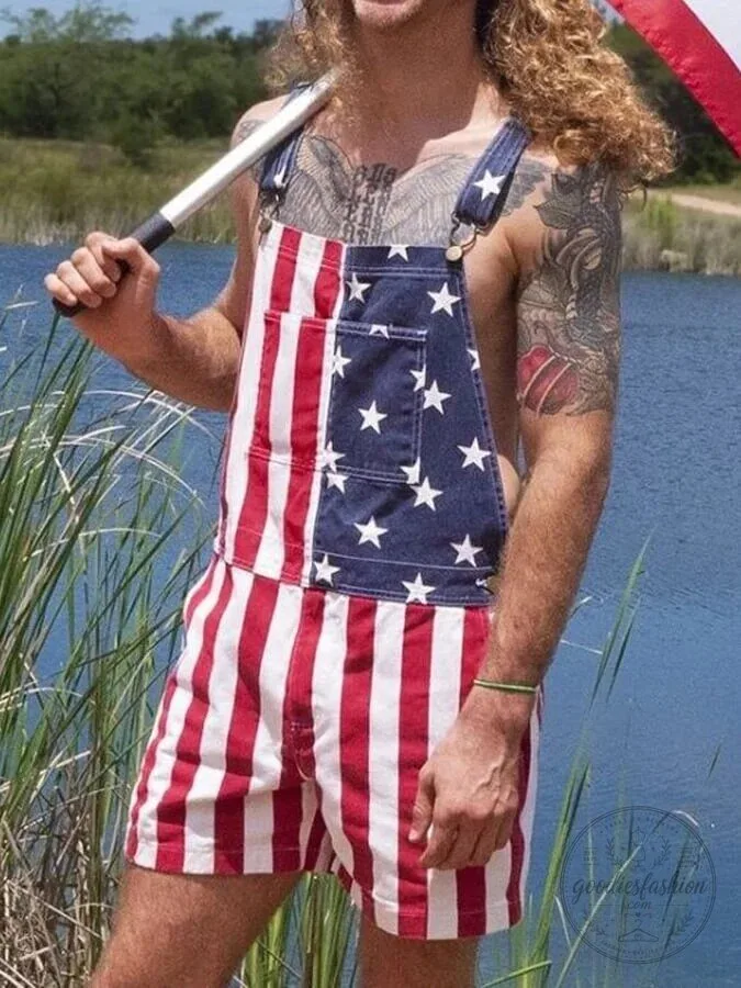 American Flag Stars and Stripes Patriotic Independence Day Overalls