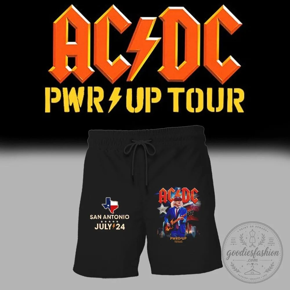 AC/DC Power Up Tour San Antonio Texas July 24th Black Athletic Shorts