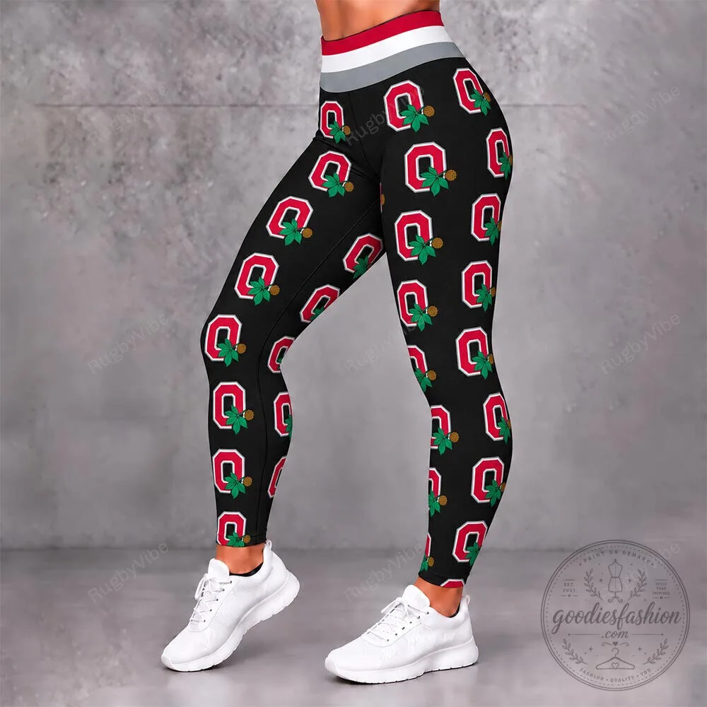 Ohio State Buckeyes Scarlet and Gray Patterned Women's Leggings