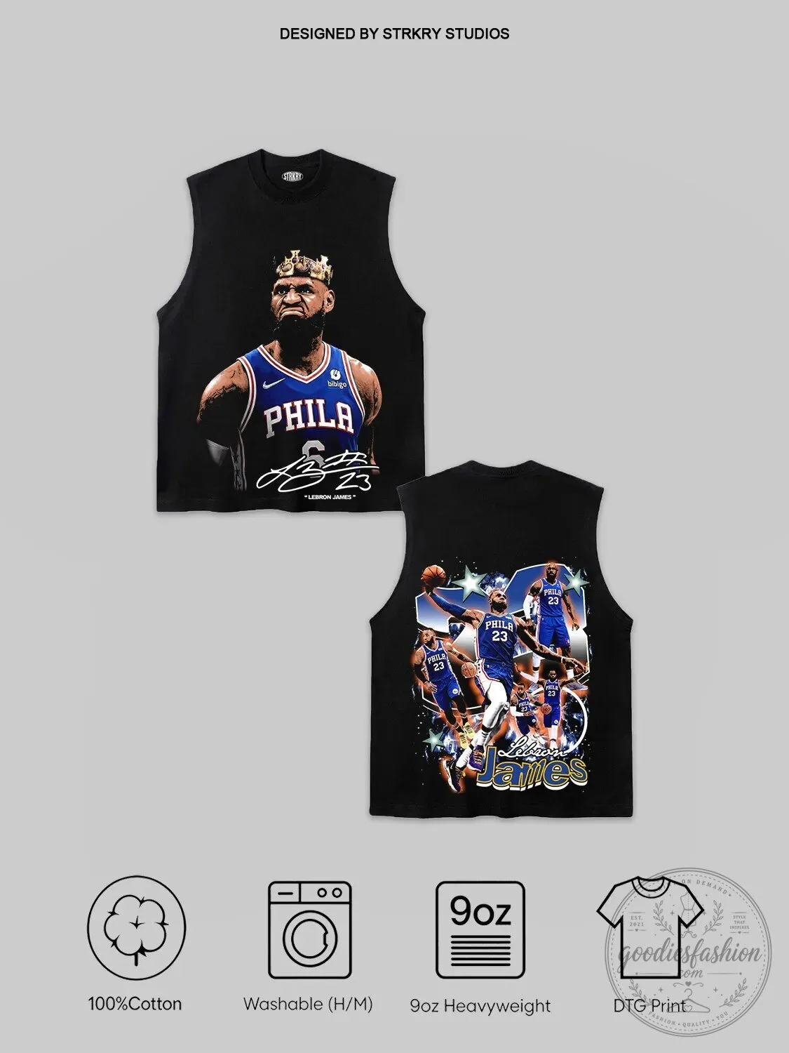 LeBron James Philadelphia 76ers Basketball Graphic Black Tank Top