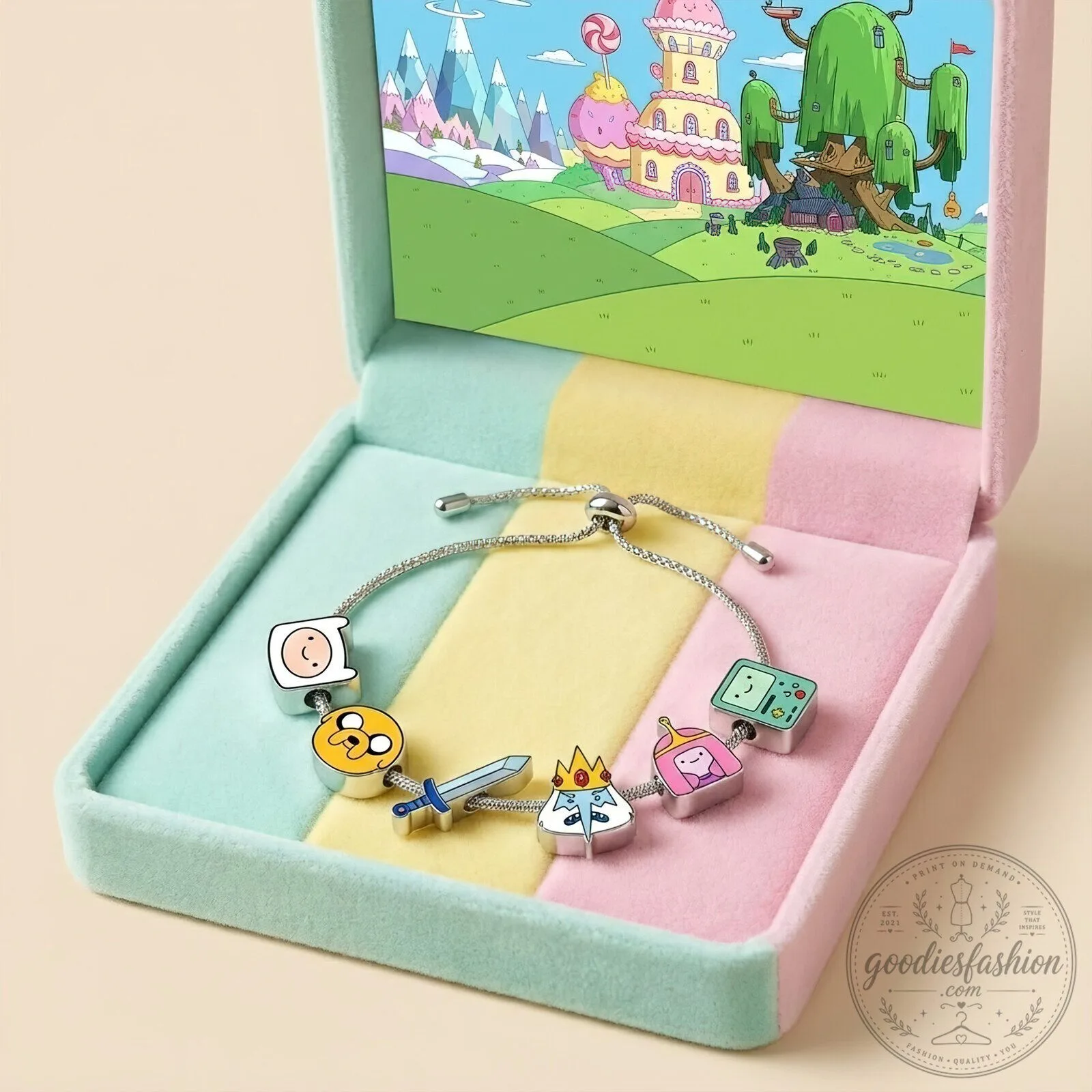 Adventure Time Finn and Jake Charm Bracelet with Princess Bubblegum