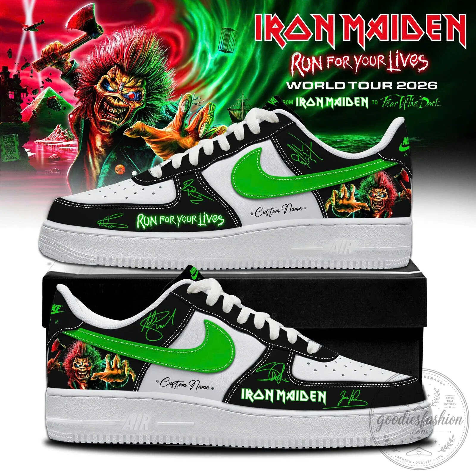 Custom Name Sneakers for Iron Maiden's Run For Your Lives World Tour 2026