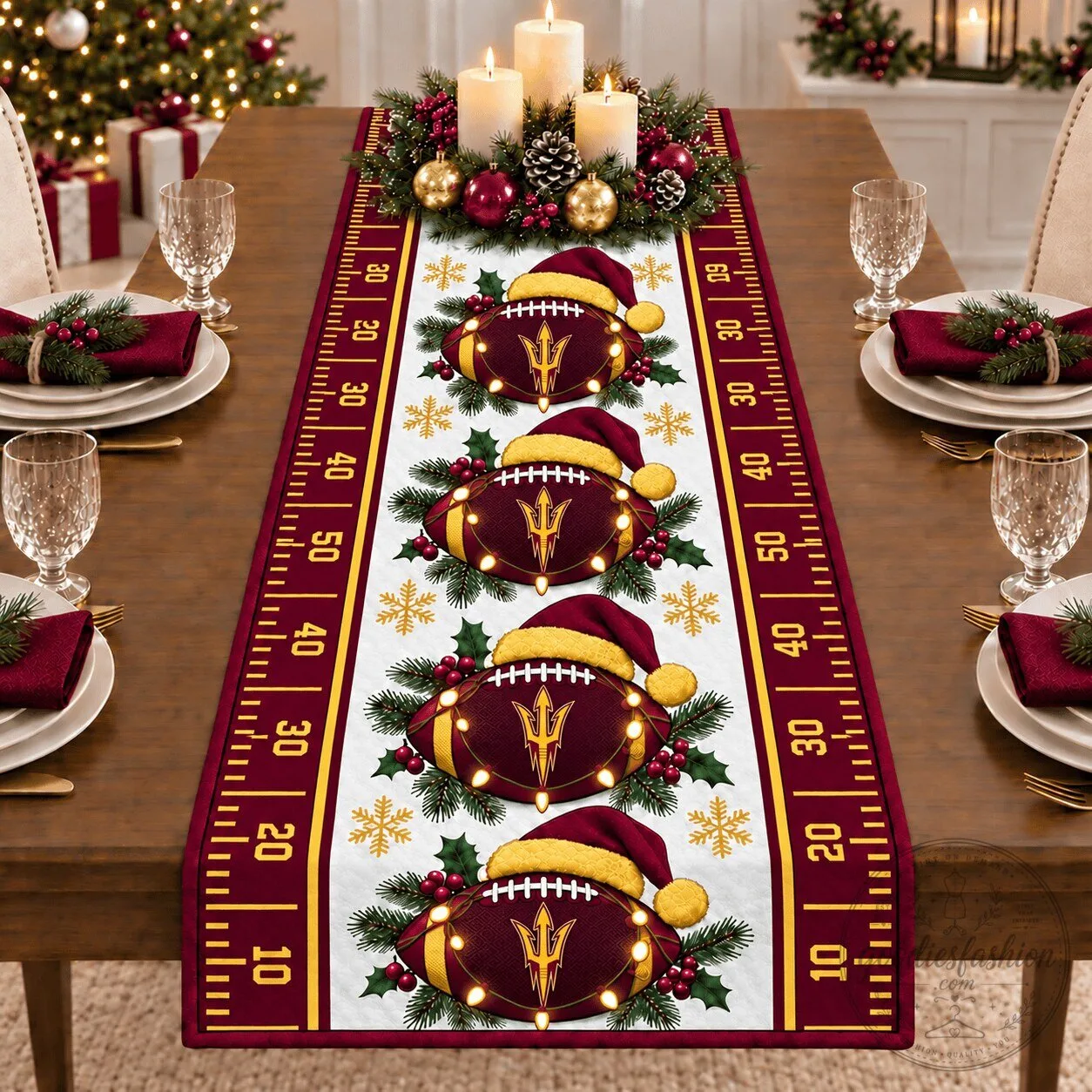 Arizona State Sun Devils Christmas Football Table Runner