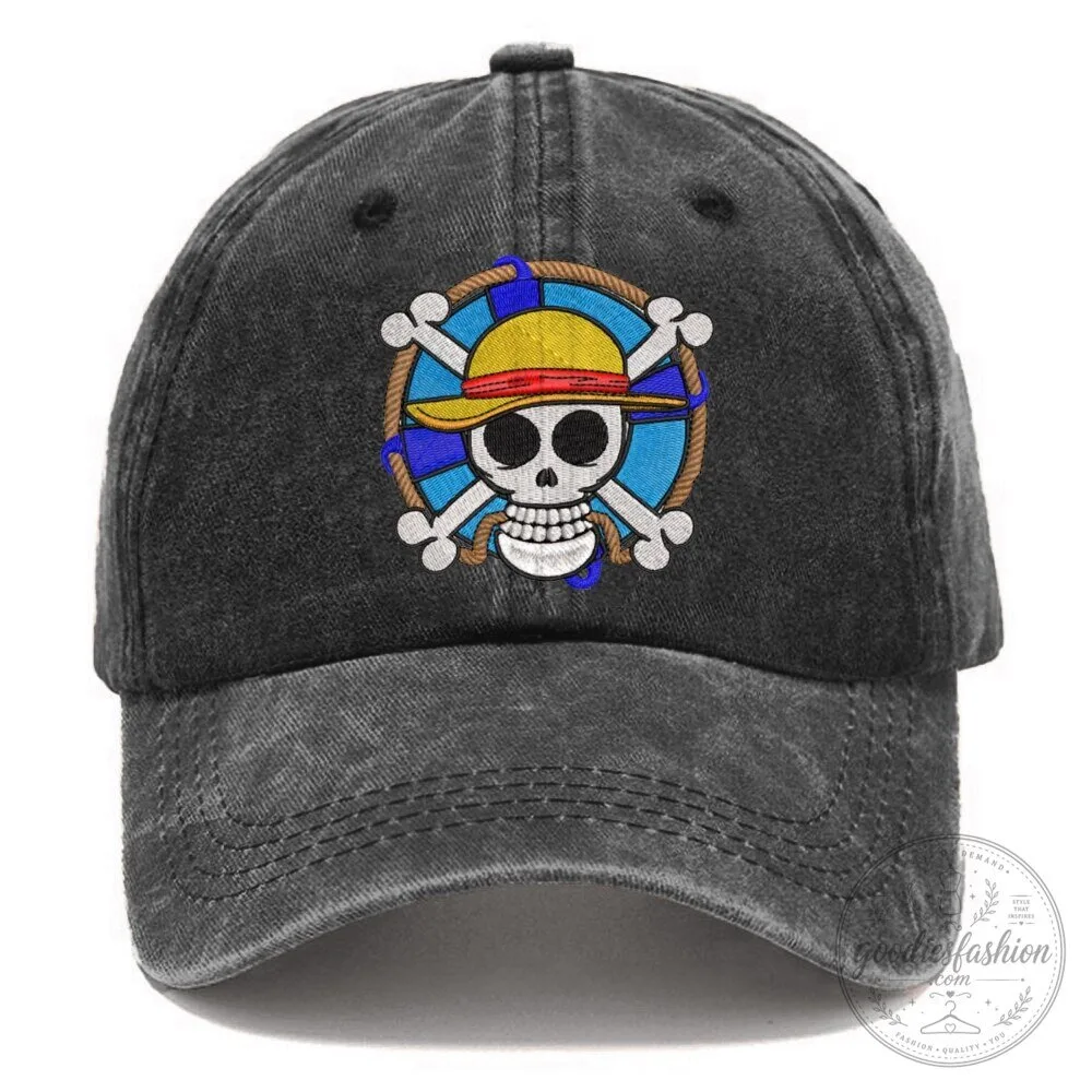 One Piece Straw Hat Pirates Jolly Roger Embroidered Adjustable Baseball Cap Hat 2 One Piece Straw Hat Pirates Jolly Roger Embroidered Adjustable Baseball Cap Hat