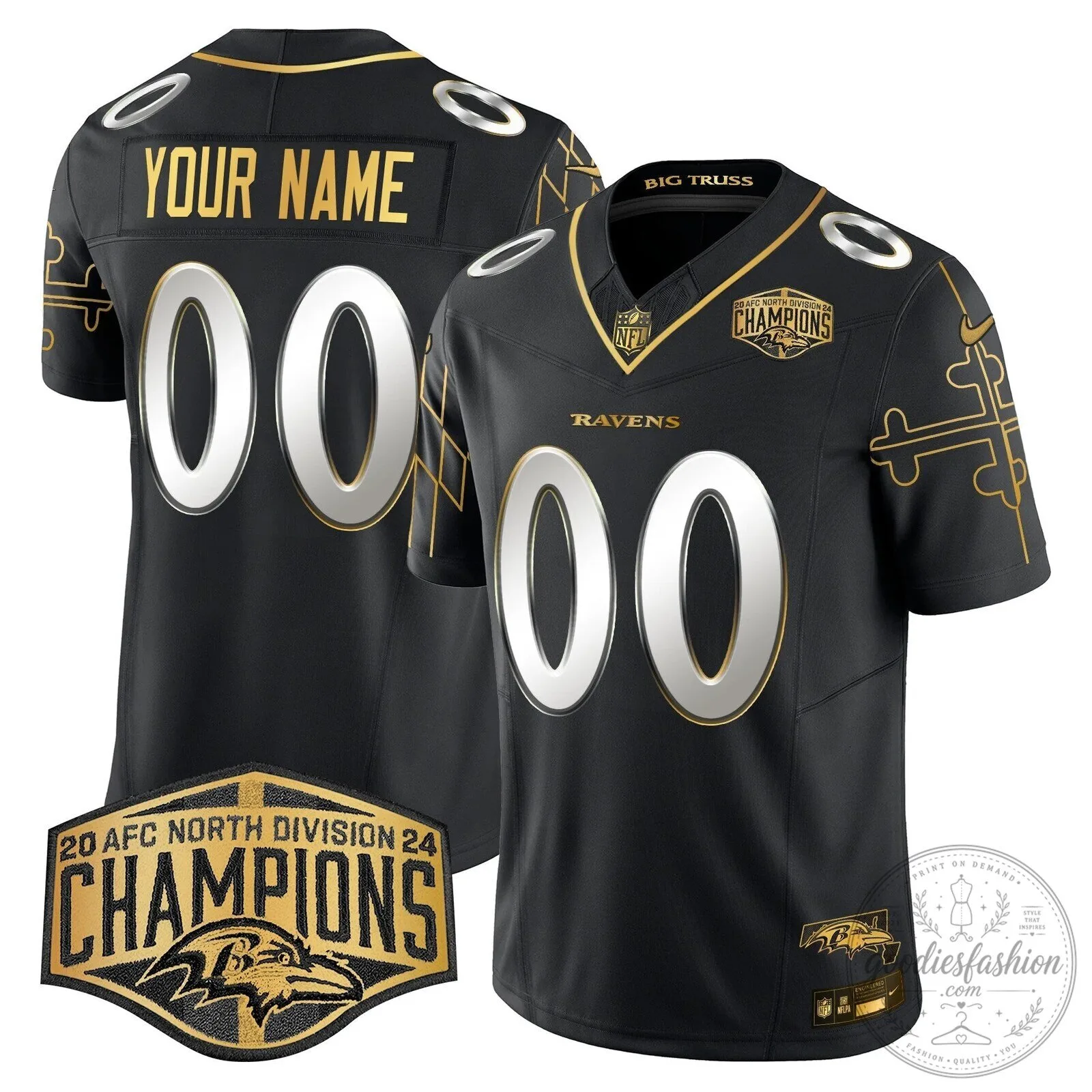 Baltimore Ravens 2024 AFC North Division Champions Football Jersey