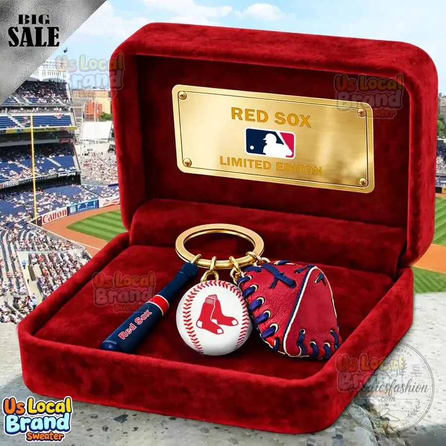 Boston Red Sox Baseball Bat Glove Ball Limited Edition Keychain