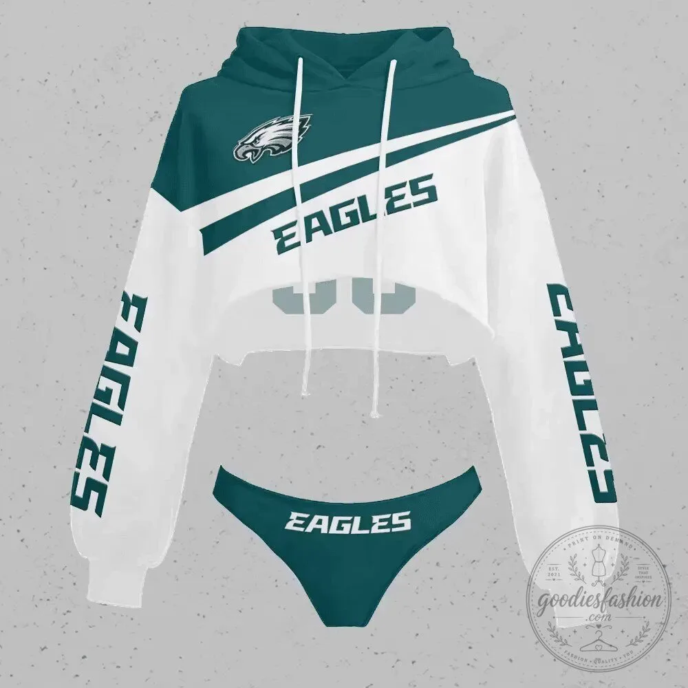 Philadelphia Eagles Women's Cropped Hoodie and Panty Set