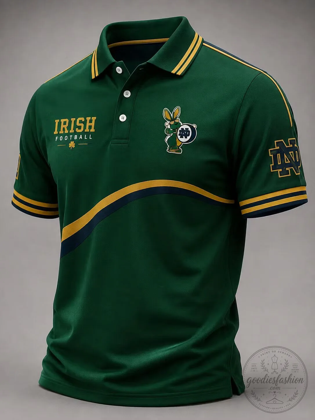 Notre Dame Fighting Irish Football Team Logo Green Polo Shirt