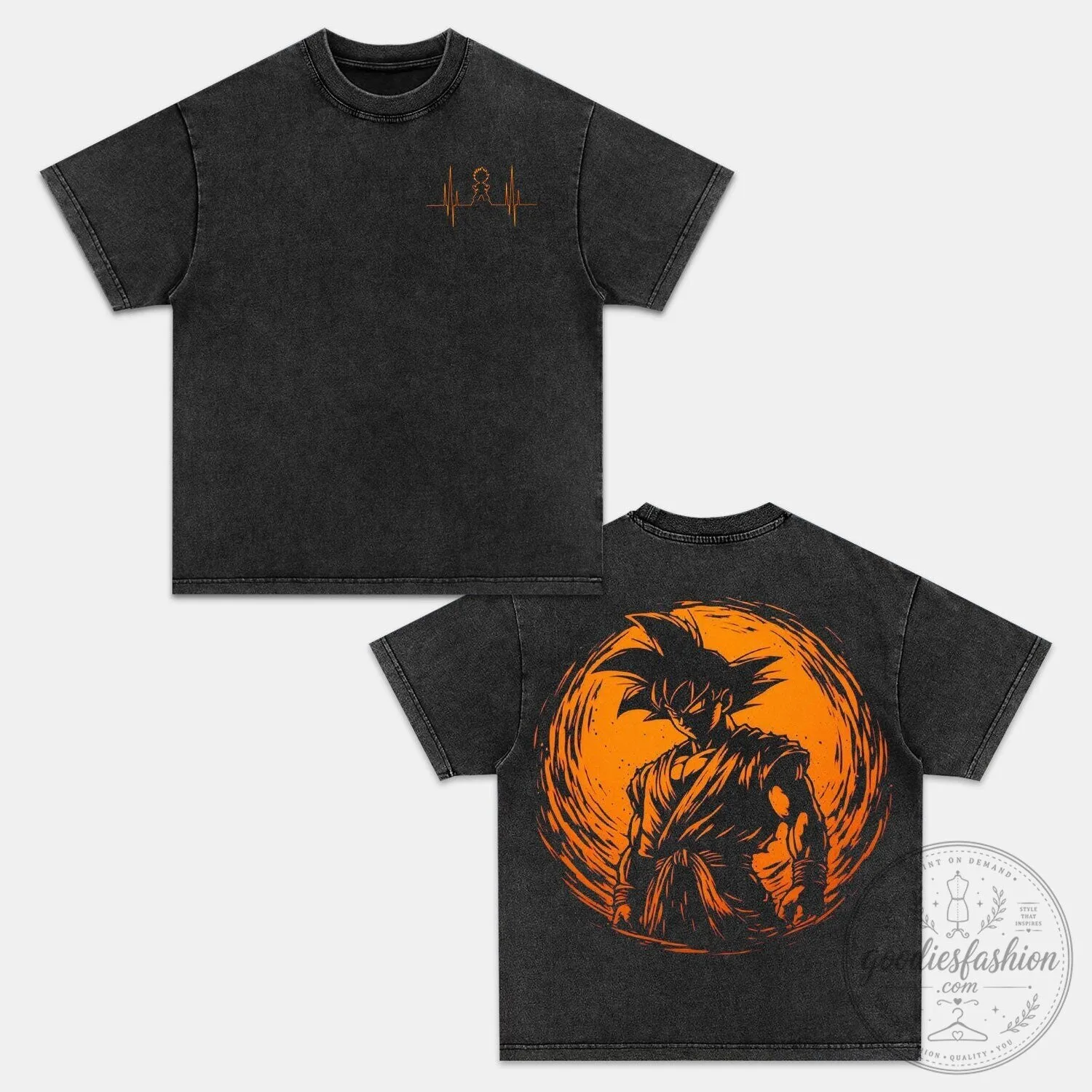 Dragon Ball Z Son Goku Super Saiyan Heartbeat Vintage Washed T-Shirt