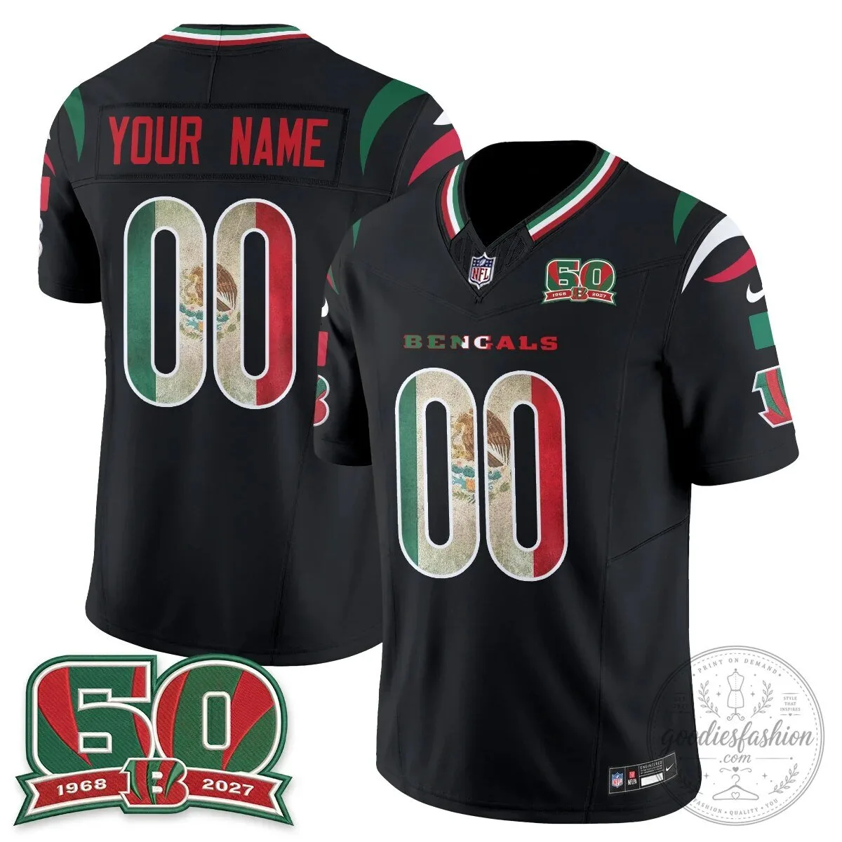 Cincinnati Bengals Mexico Edition Vapor Custom Football Jersey