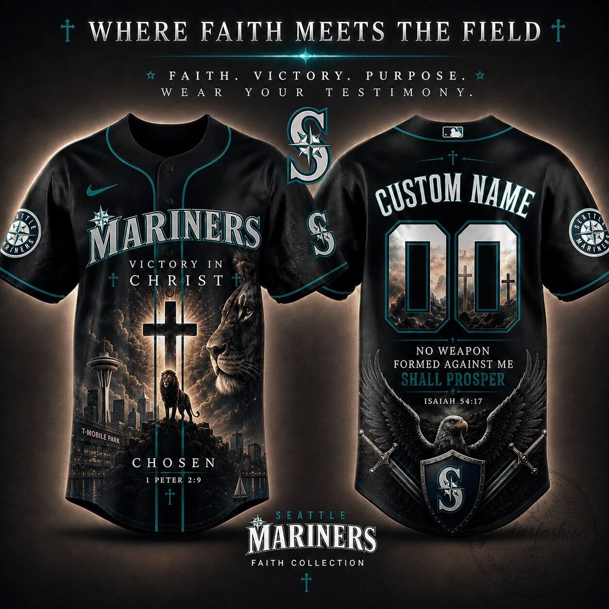 Seattle Mariners Baseball Faith Collection Personalized Baseball Jersey