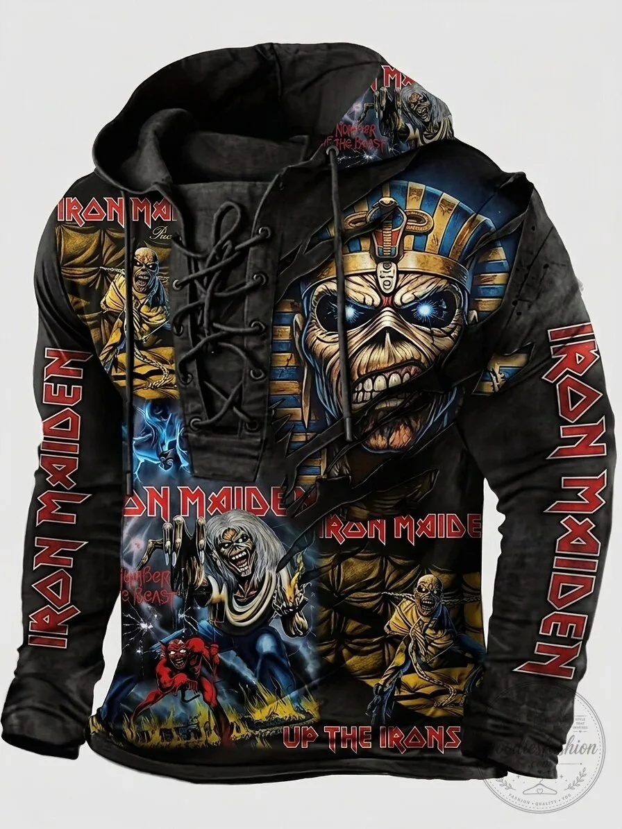Iron Maiden Eddie The Trooper Full Print Heavy Metal Band Hoodie