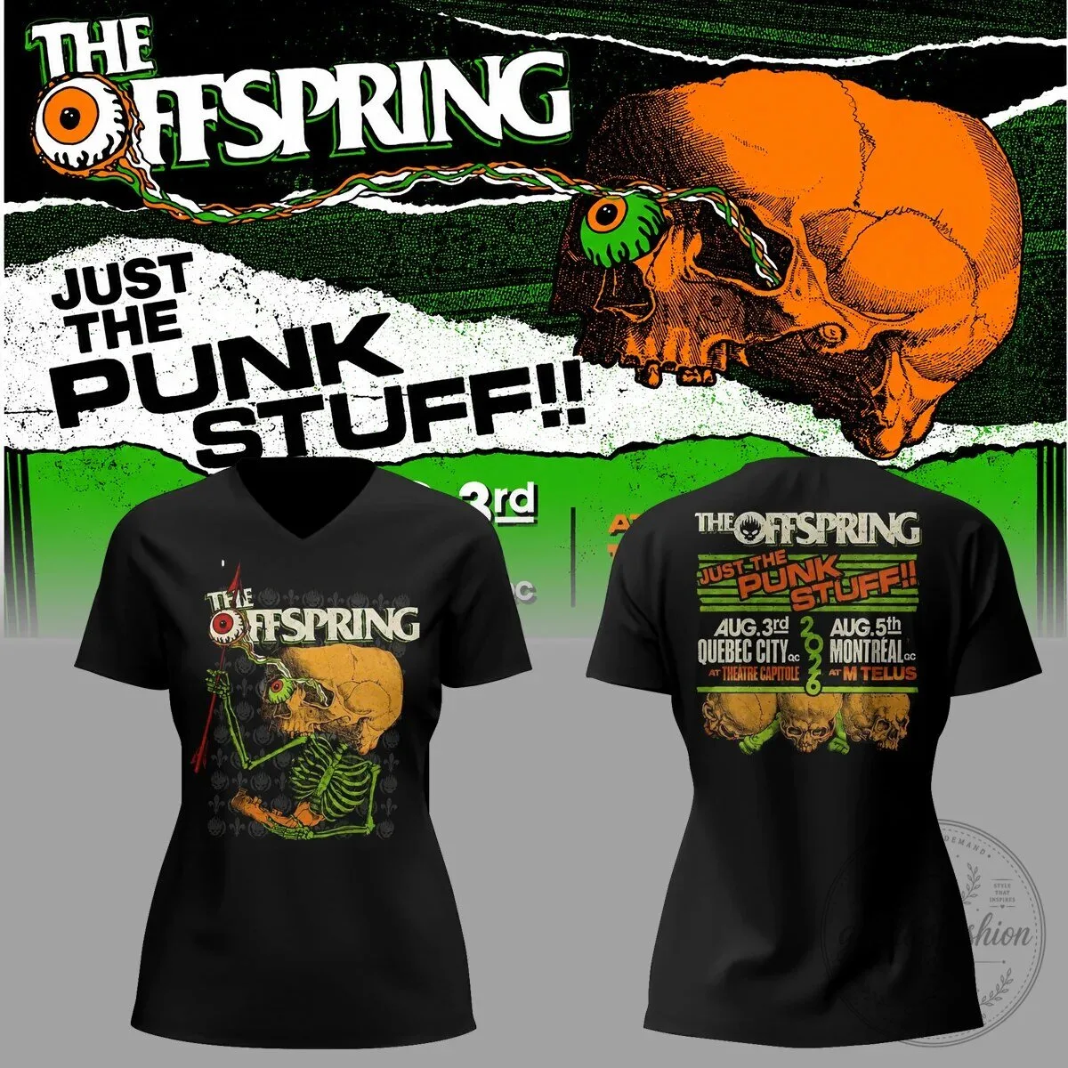 V-Neck T-Shirt for The Offspring's Just The Punk Stuff Concert Tour