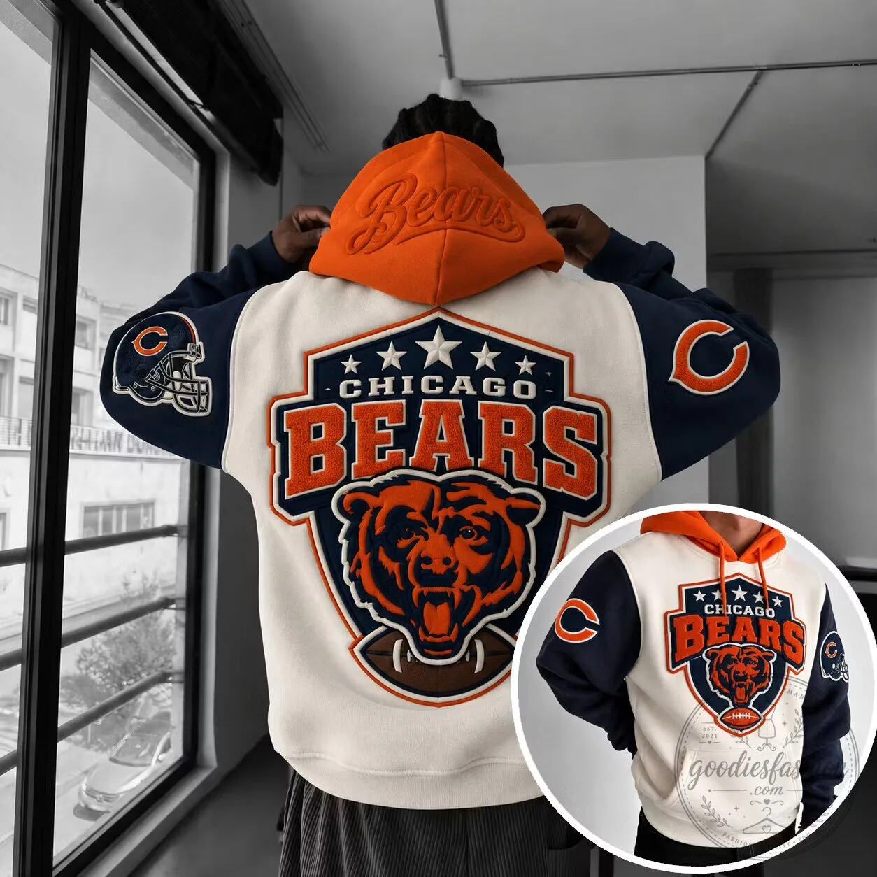 Hoodie Featuring the Logo of the Chicago Bears NFL Team