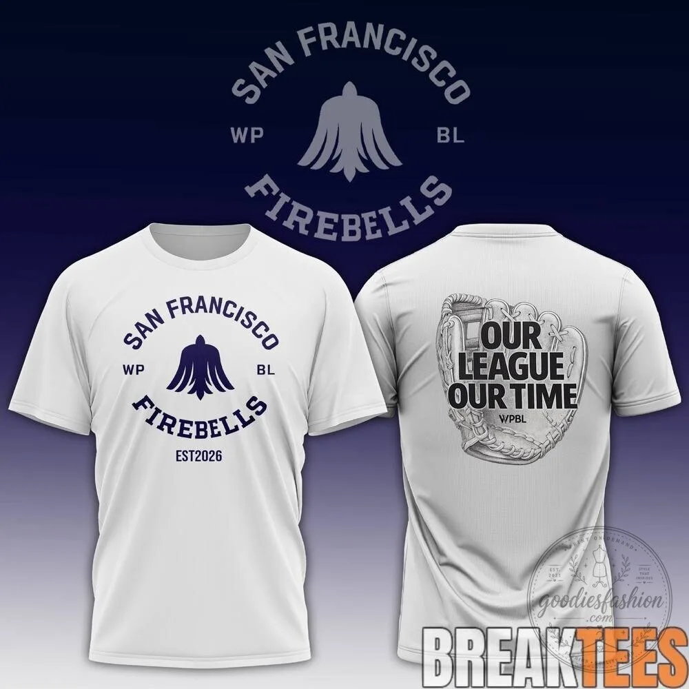San Francisco Firebells WPBL Baseball Team Logo White T-Shirt