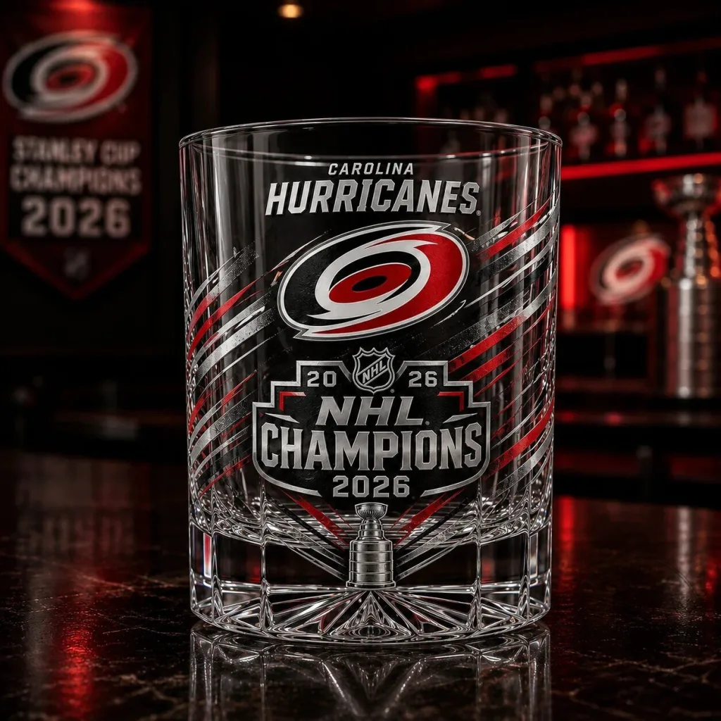 Carolina Hurricanes NHL Stanley Cup Champions 2026 Whiskey Glass Carolina Hurricanes NHL Stanley Cup Champions 2026 Whiskey Glass