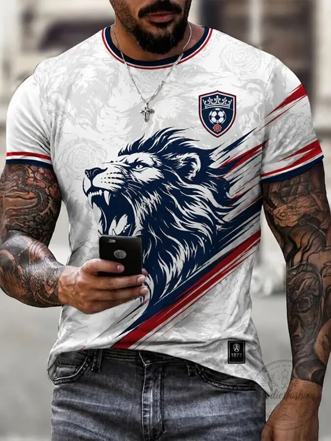 England Football Lion Graphic Men's Crew Neck T-Shirt