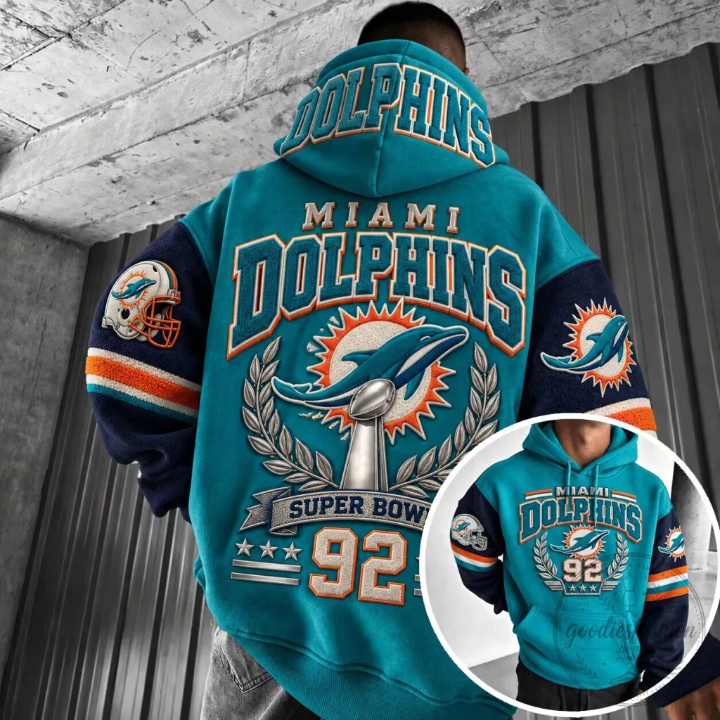 Hoodie for Miami Dolphins 1992 Super Bowl Champions Football Team Hoodie for Miami Dolphins 1992 Super Bowl Champions Football Team