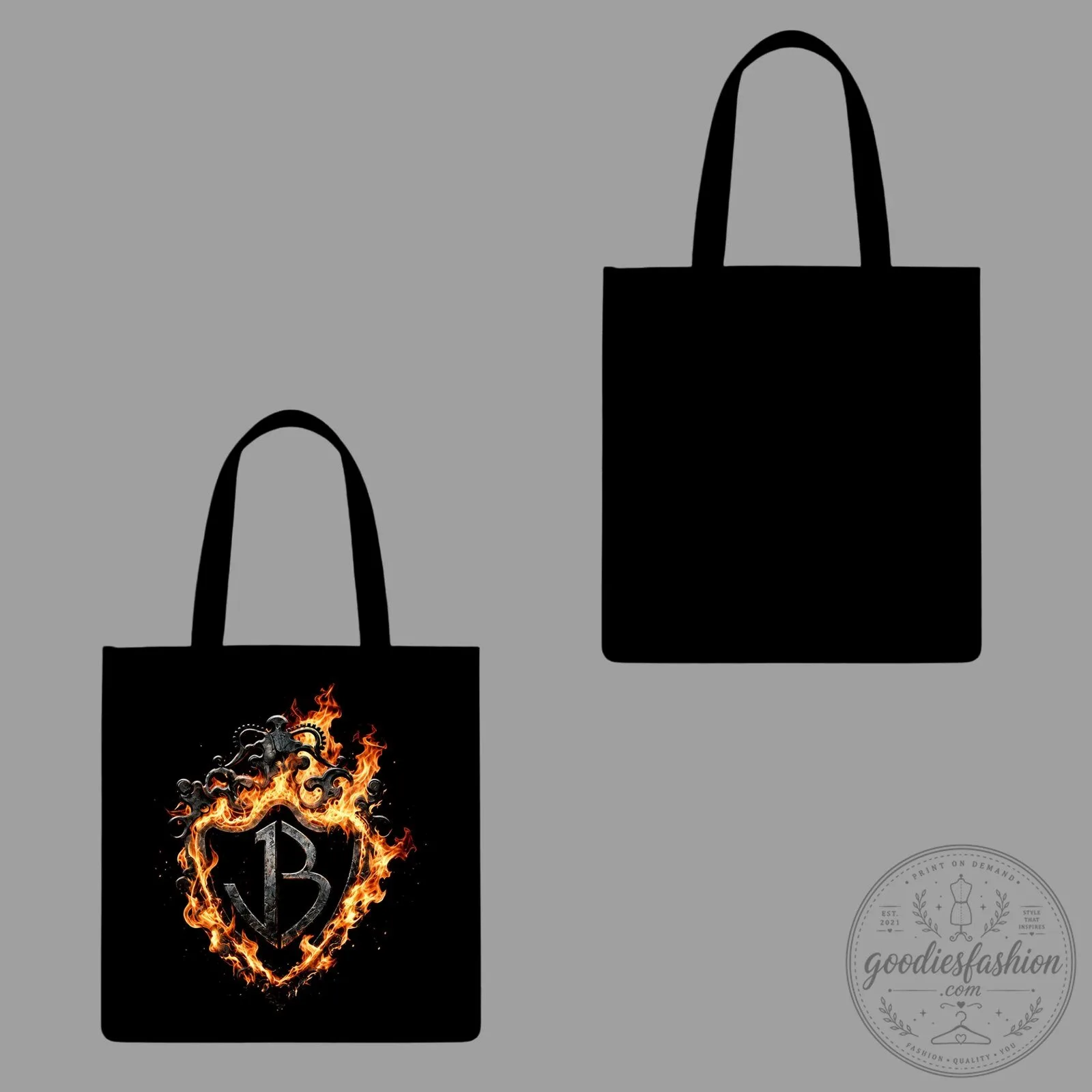 Burning Up Tour All Over Again Flaming Crest Black Tote Bag