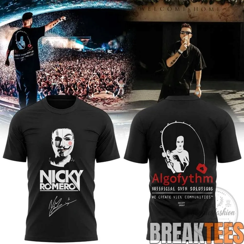 Nicky Romero DJ Music Producer Tour Black Graphic T-Shirt