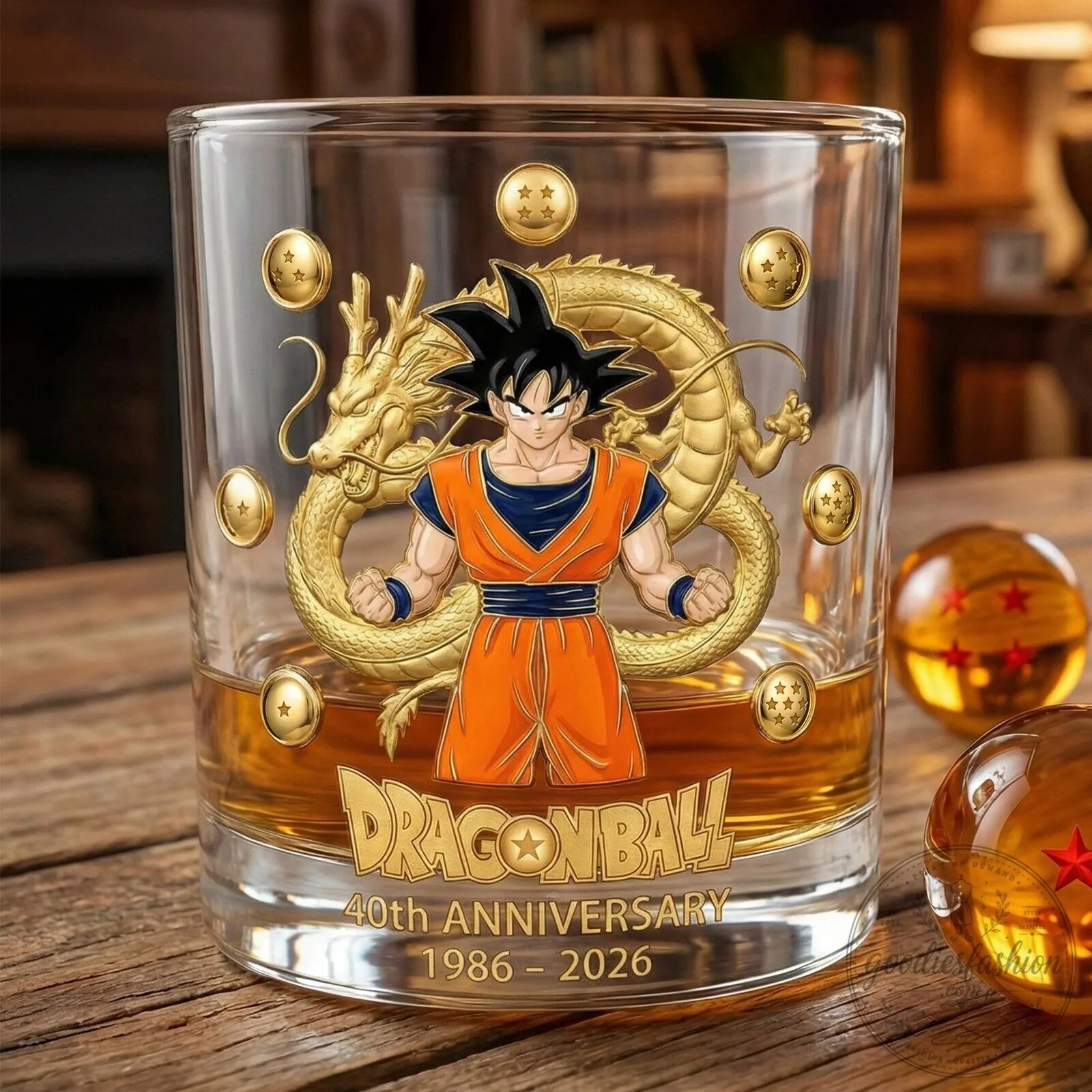 Dragon Ball Z Goku and Shenron 40th Anniversary Whiskey Glass