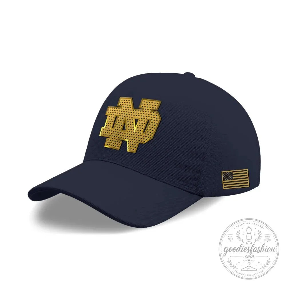Notre Dame Football Gold Logo Navy Blue Cap Hat