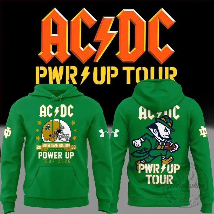 2026 Power Up Tour Hoodie in Green for Notre Dame Football by AC/DC