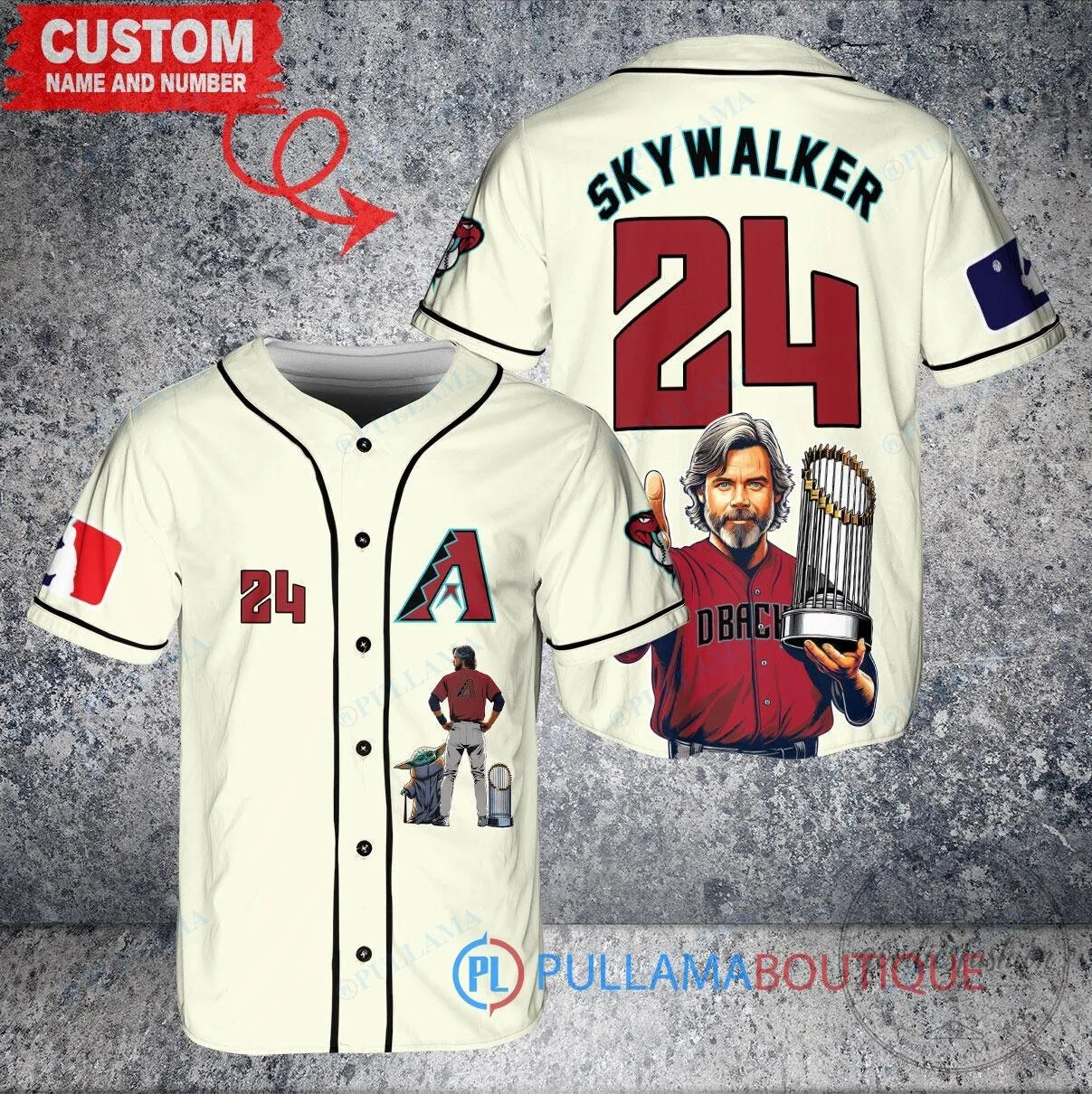 Skywalker Arizona Diamondbacks Baseball Jersey with World Series Trophy
