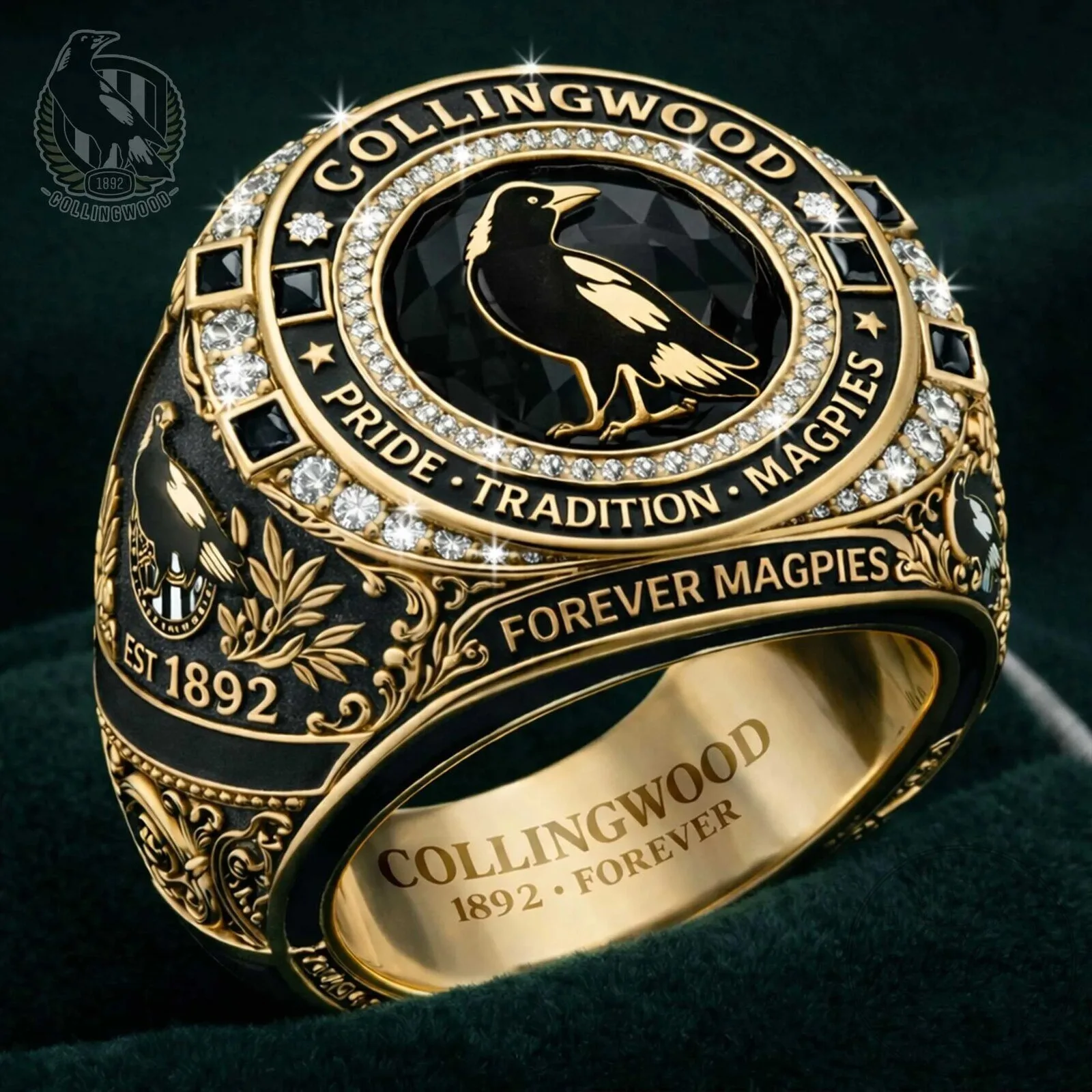 Collingwood Magpies Forever Pride Tradition Football Club Fan Ring