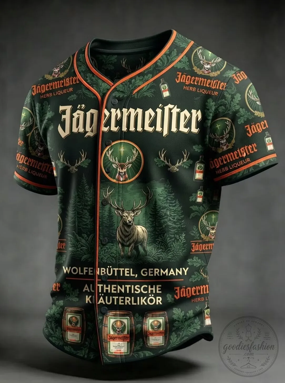 Jägermeister Herb Liqueur Deer Pattern Baseball Jersey