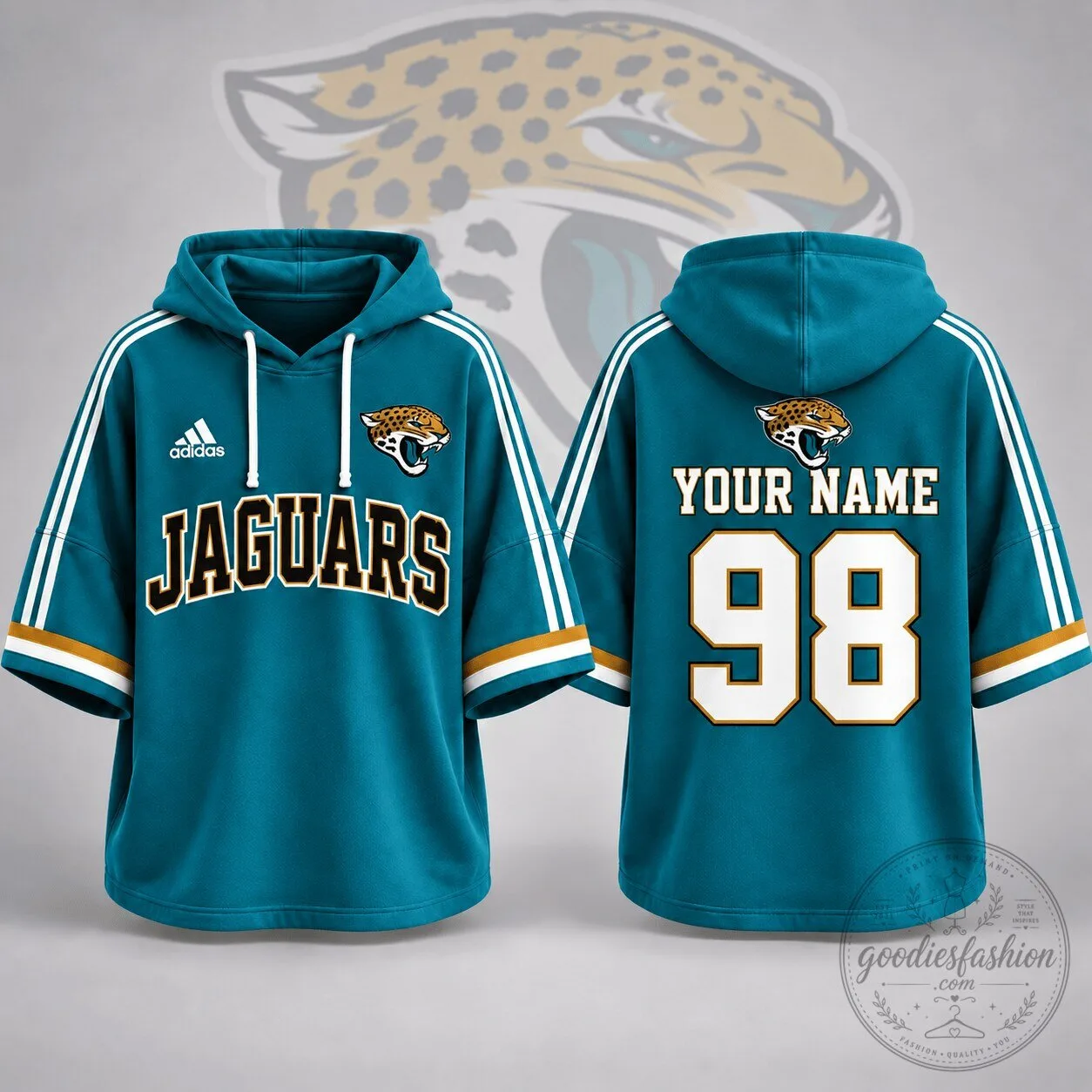 Jacksonville Jaguars Custom Name and Number Short Sleeve Hoodie