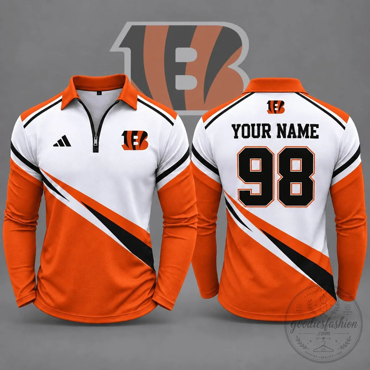 Cincinnati Bengals NFL Custom Name And Number Long Sleeve Polo Shirt