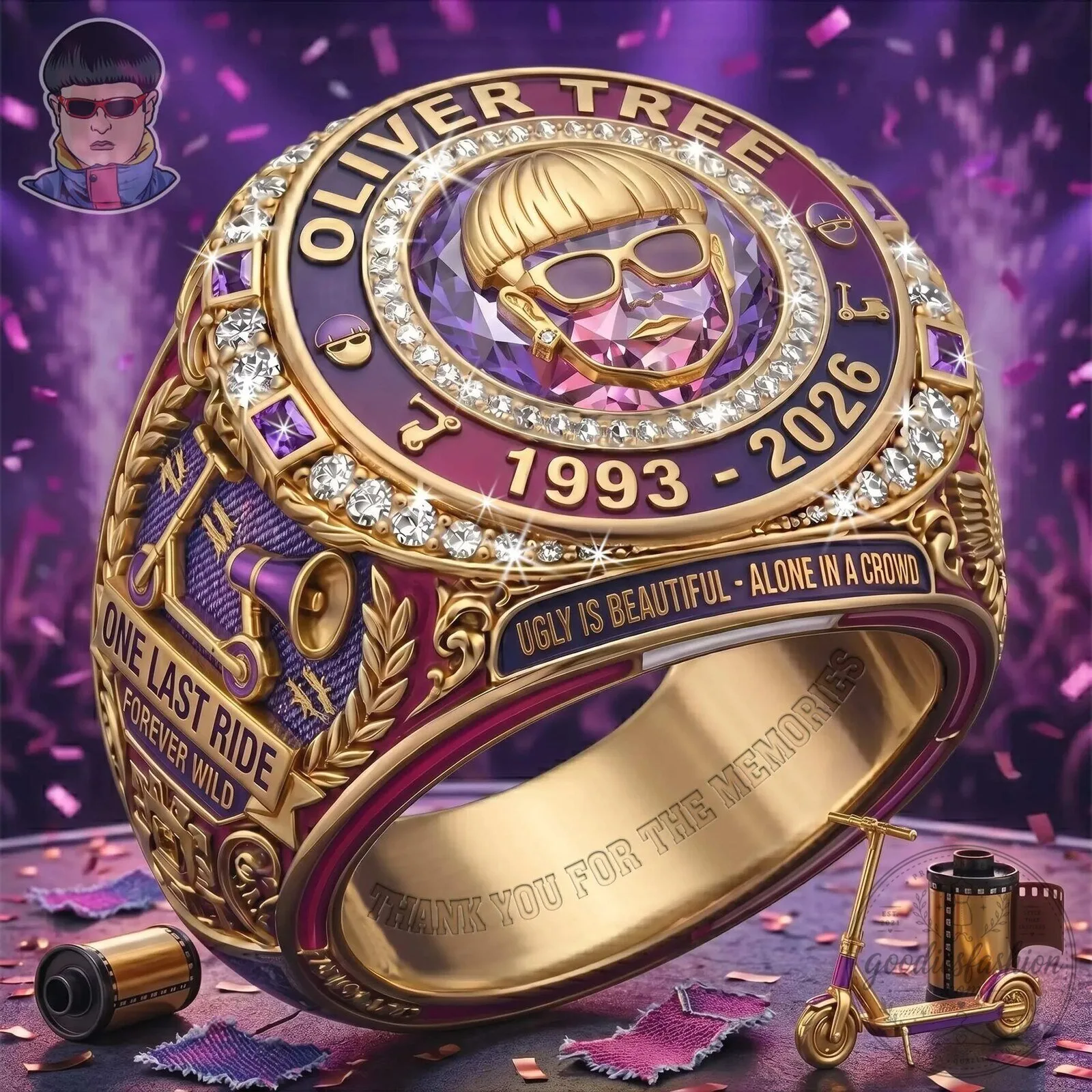 Oliver Tree Ugly Is Beautiful Gold Plated Commemorative Ring