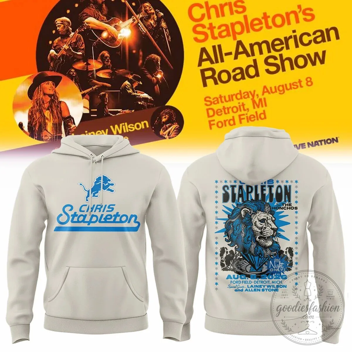Detroit Michigan Concert Hoodie for Chris Stapleton's All-American Road Show