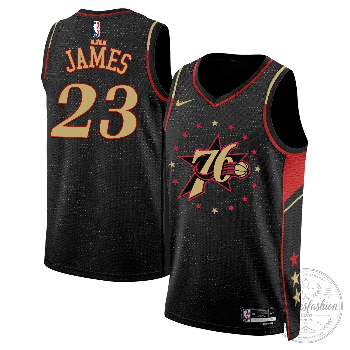 Philly Philadelphia 76ers James Number 23 Black Star Edition Basketball Jersey