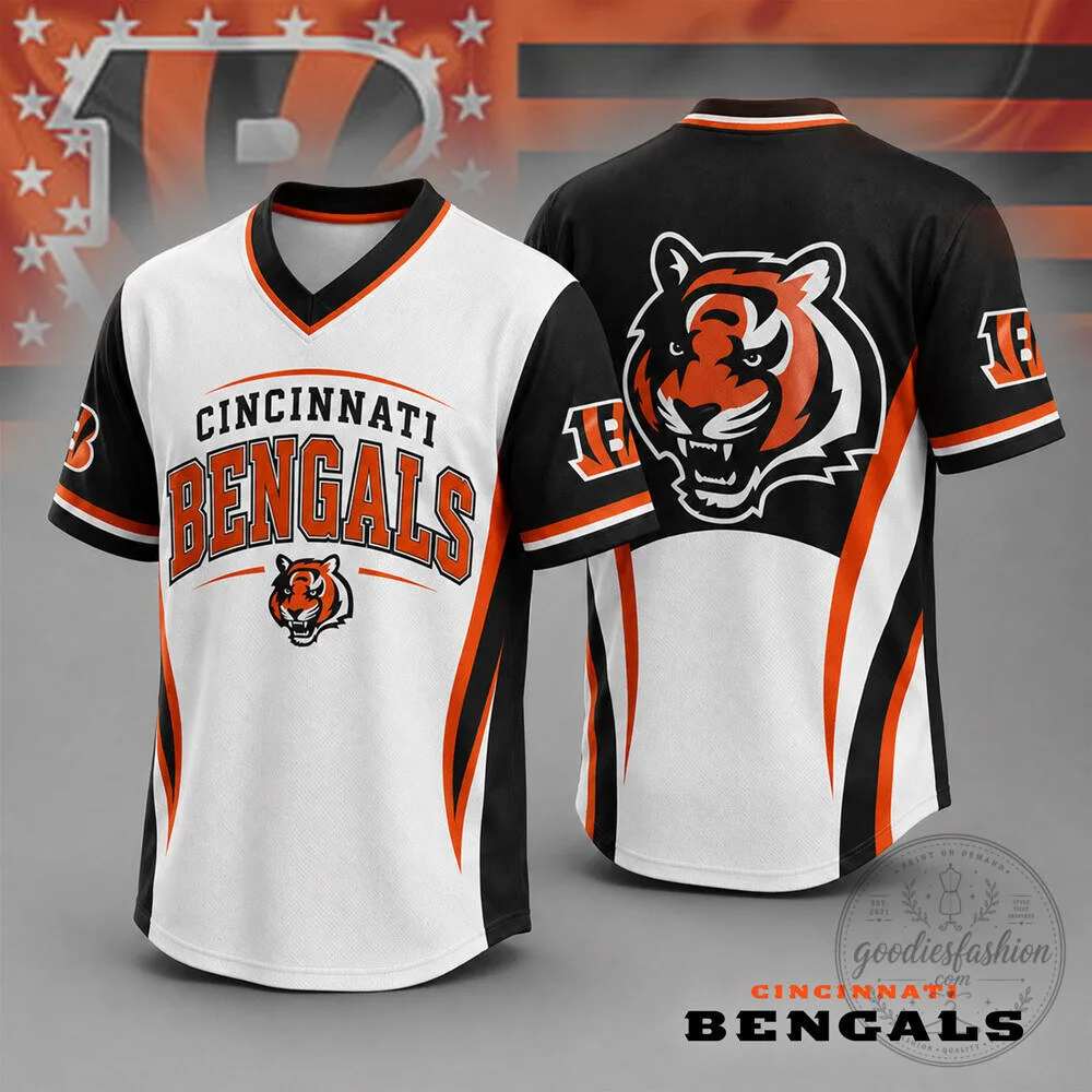 Cincinnati Bengals NFL Team Spirit Fanwear V-Neck Baseball Jersey