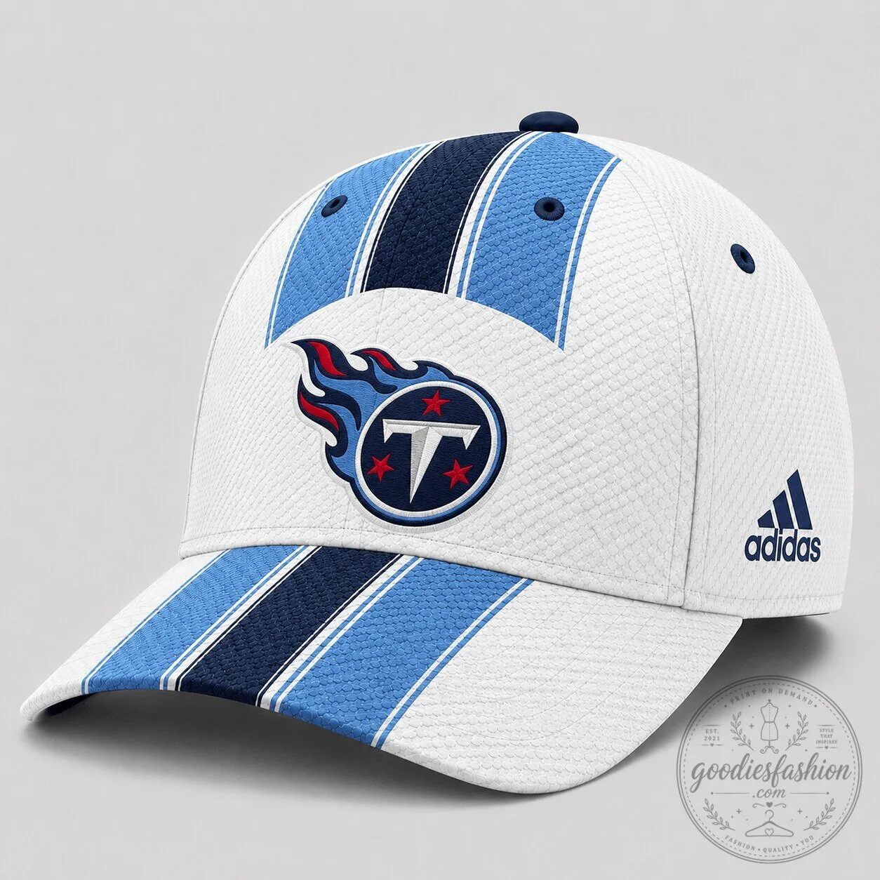 Tennessee Titans NFL Football Team Logo White Blue Striped Cap Hat