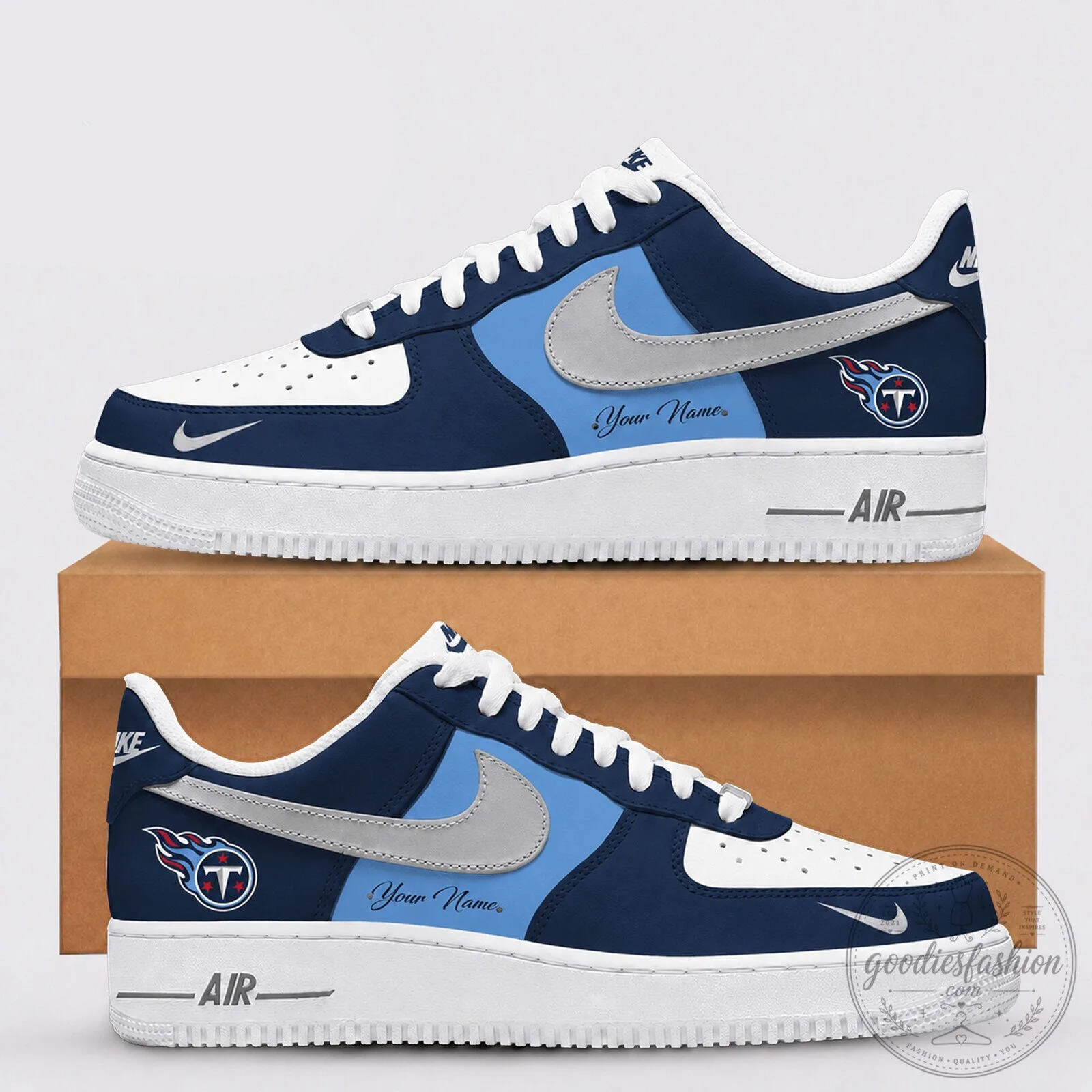 Tennessee Titans Custom Name Air Force 1 Shoes