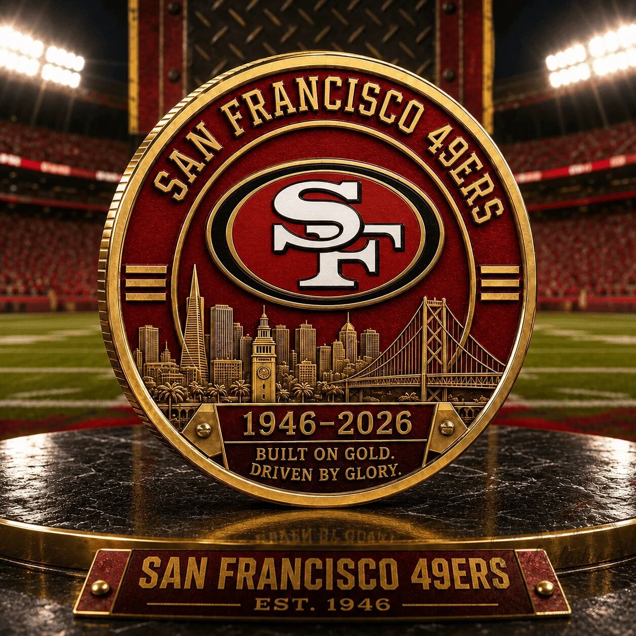 San Francisco 49ers NFL Commemorative Gold Plated Challenge Coin