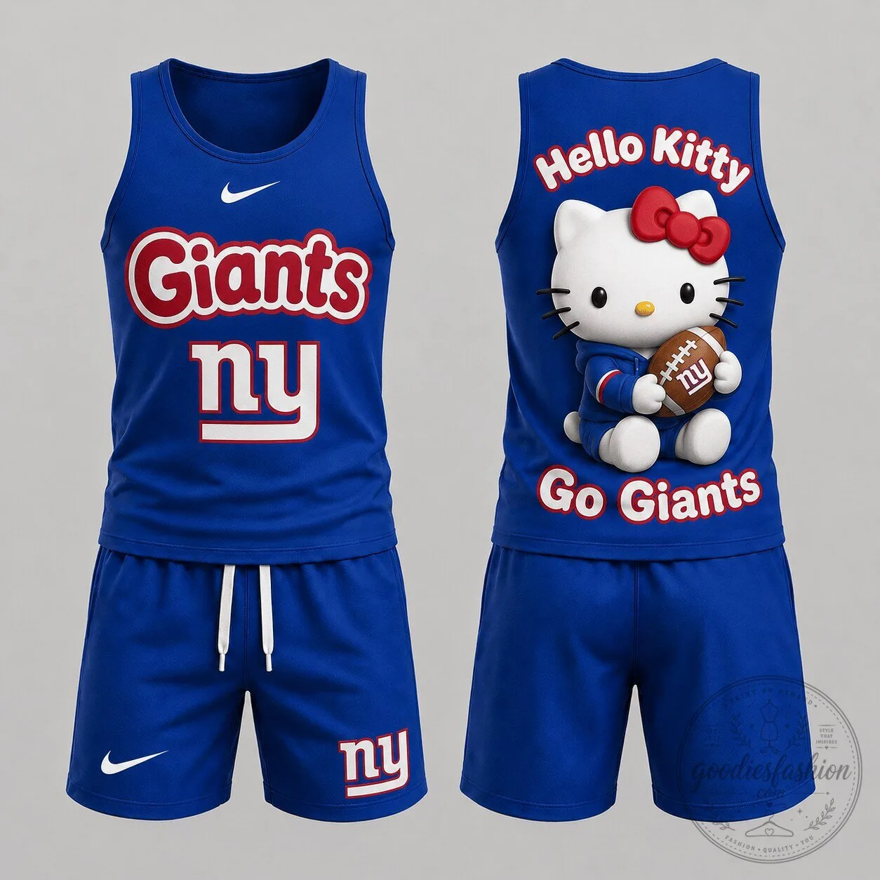 Hello Kitty Tank Top and Shorts Set for New York Giants Football Fans